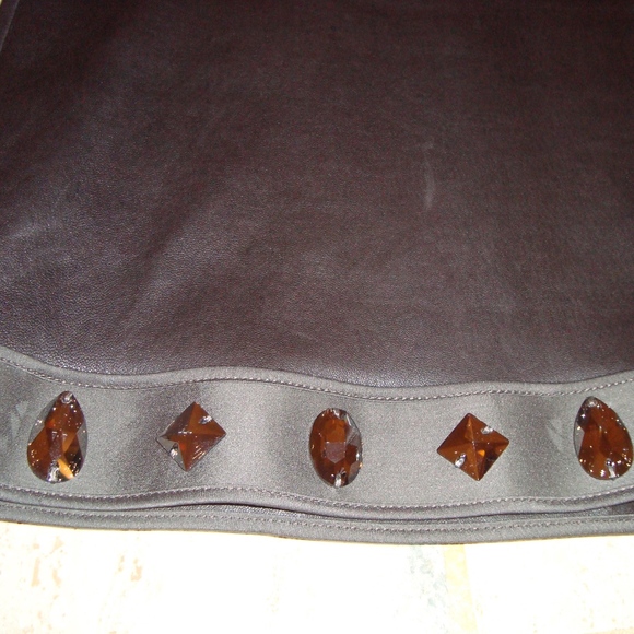 Jitrois Leather Skirt With Stone Jem Detail on Hem - Picture 4 of 5